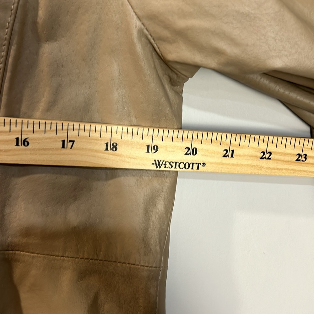 Guillaume Women’s Tan‎ Leather jacket size large Full Zip Cheetah Print READ - Picture 6 of 12